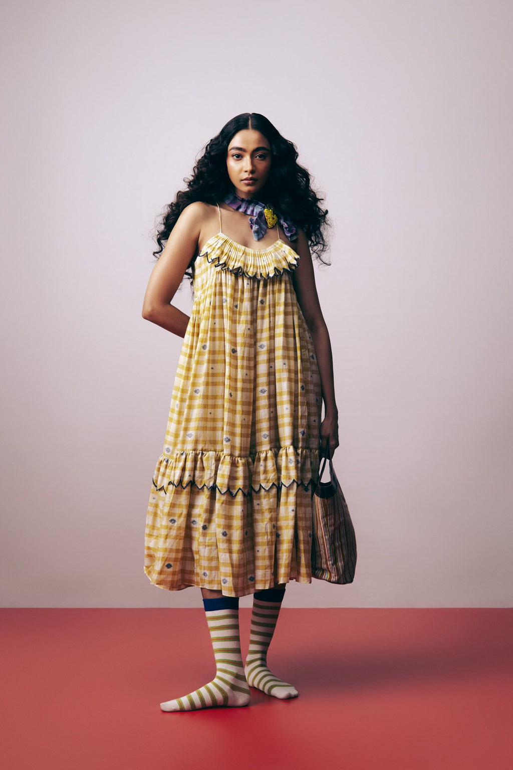 Sunlit Mosaic Frill Dress