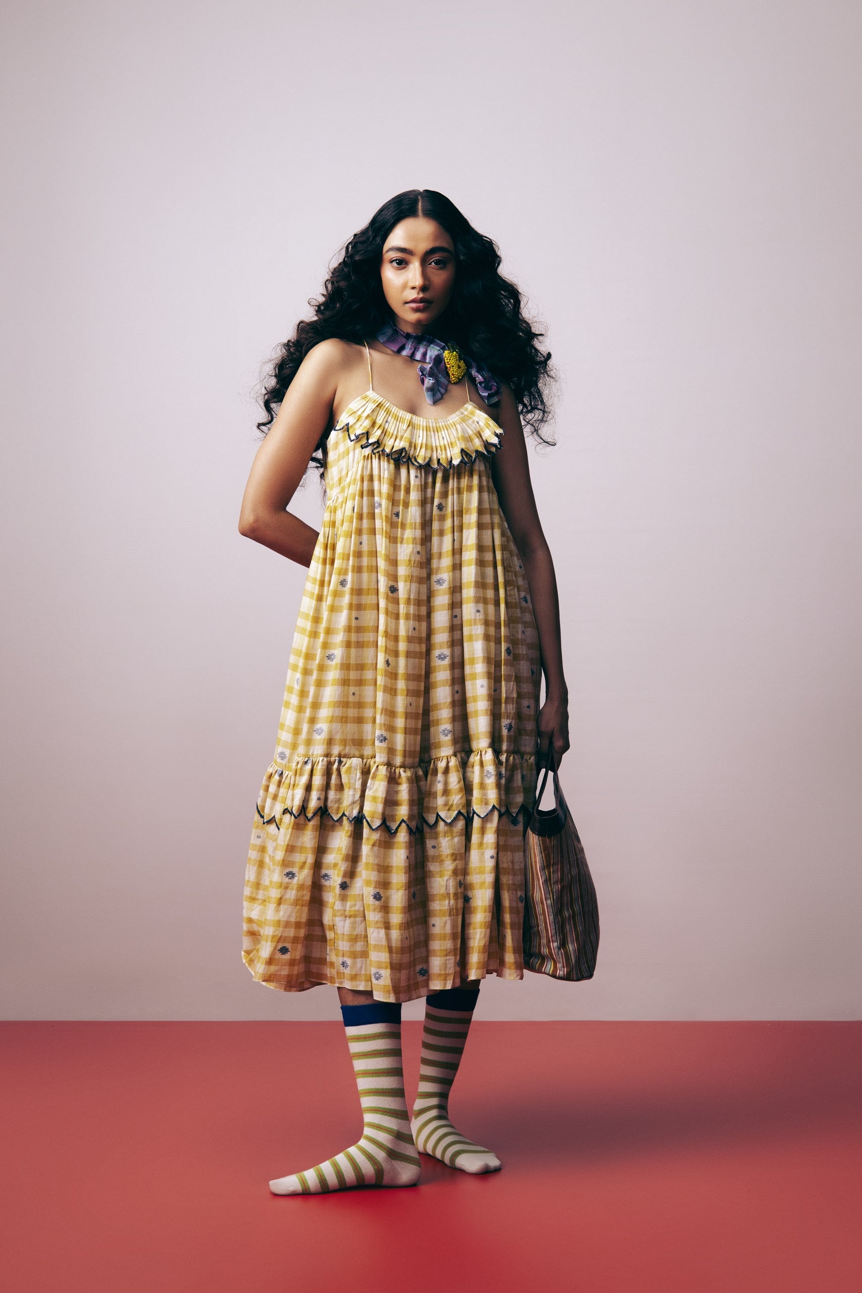 Sunlit Mosaic Frill Dress