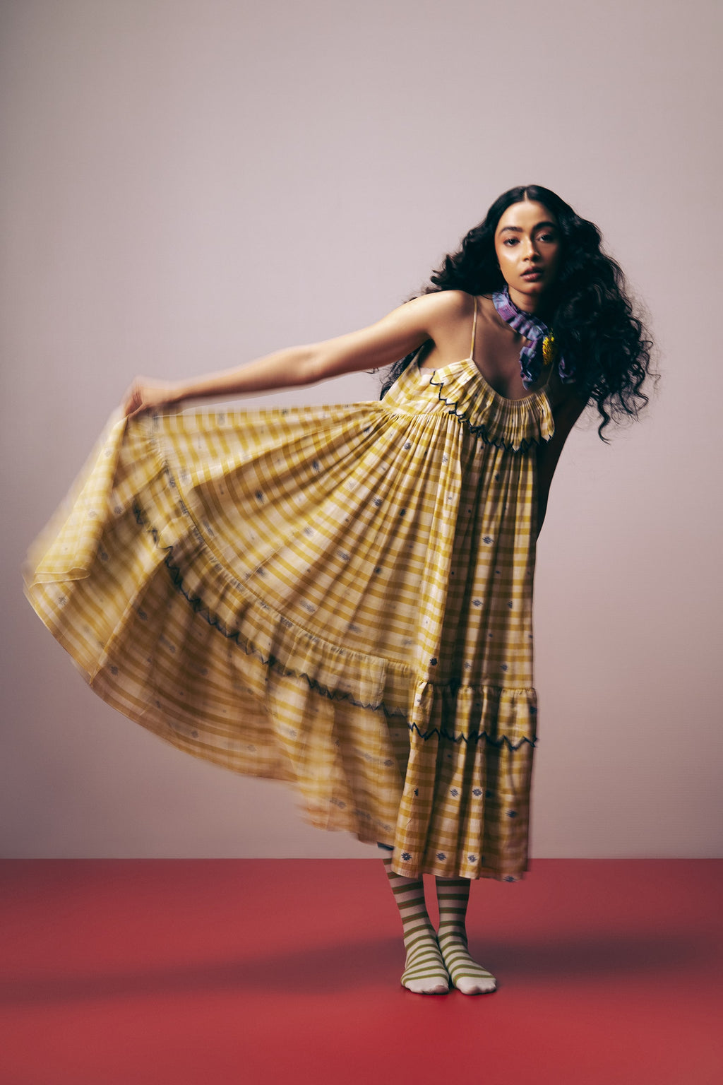Sunlit Mosaic Frill Dress