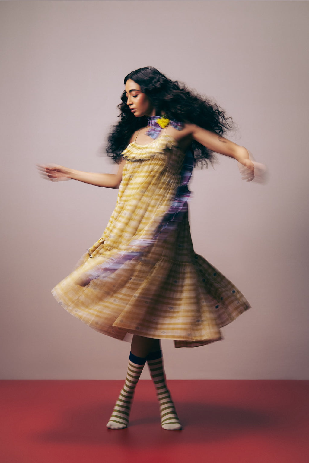 Sunlit Mosaic Frill Dress