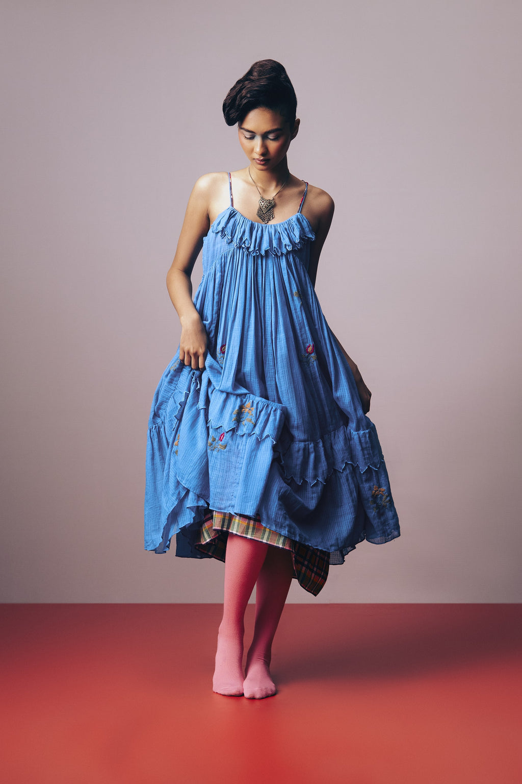 Turquoise Bloom Frill Dress