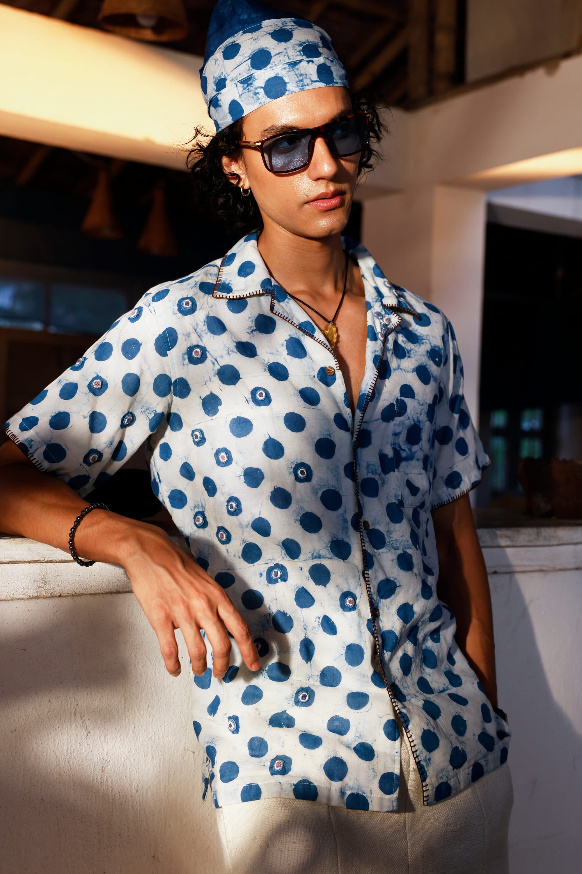 Indigo Polka Bloom Shirt