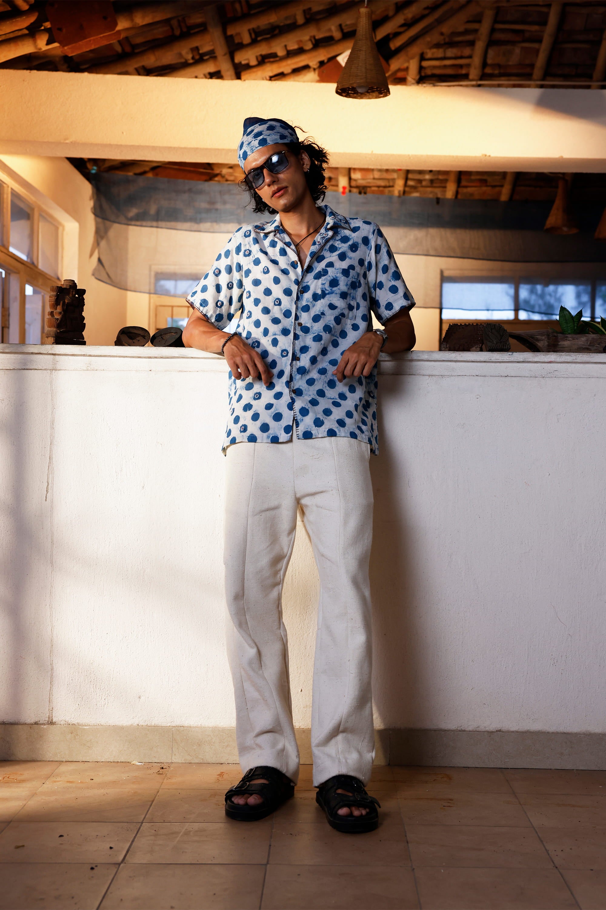 Indigo Polka Bloom Shirt