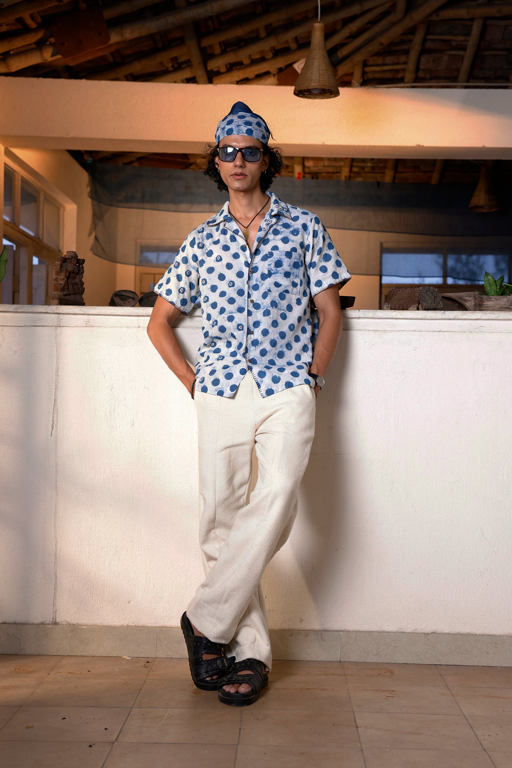 Indigo Polka Bloom Shirt