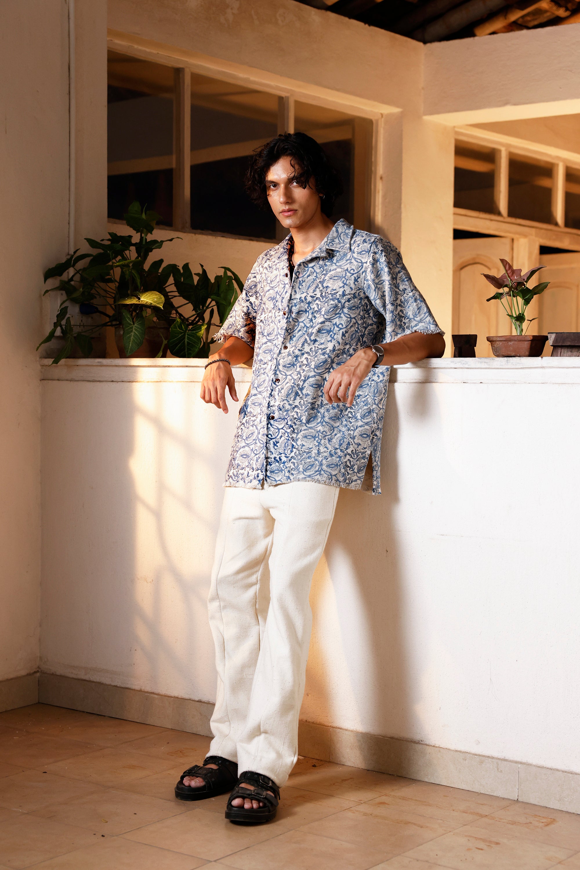 Indigo Filigree Khadi Shirt