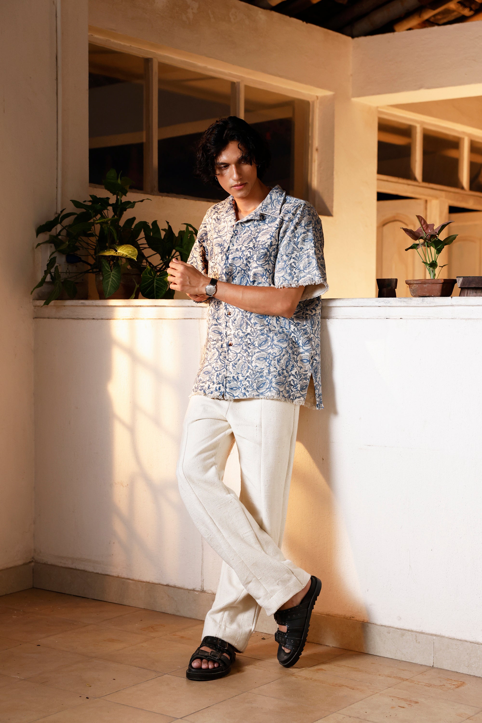 Indigo Filigree Khadi Shirt