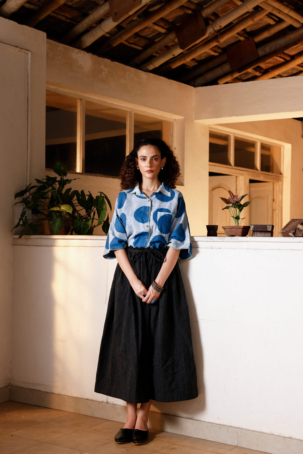 Indigo Orbit Kimono Shirt