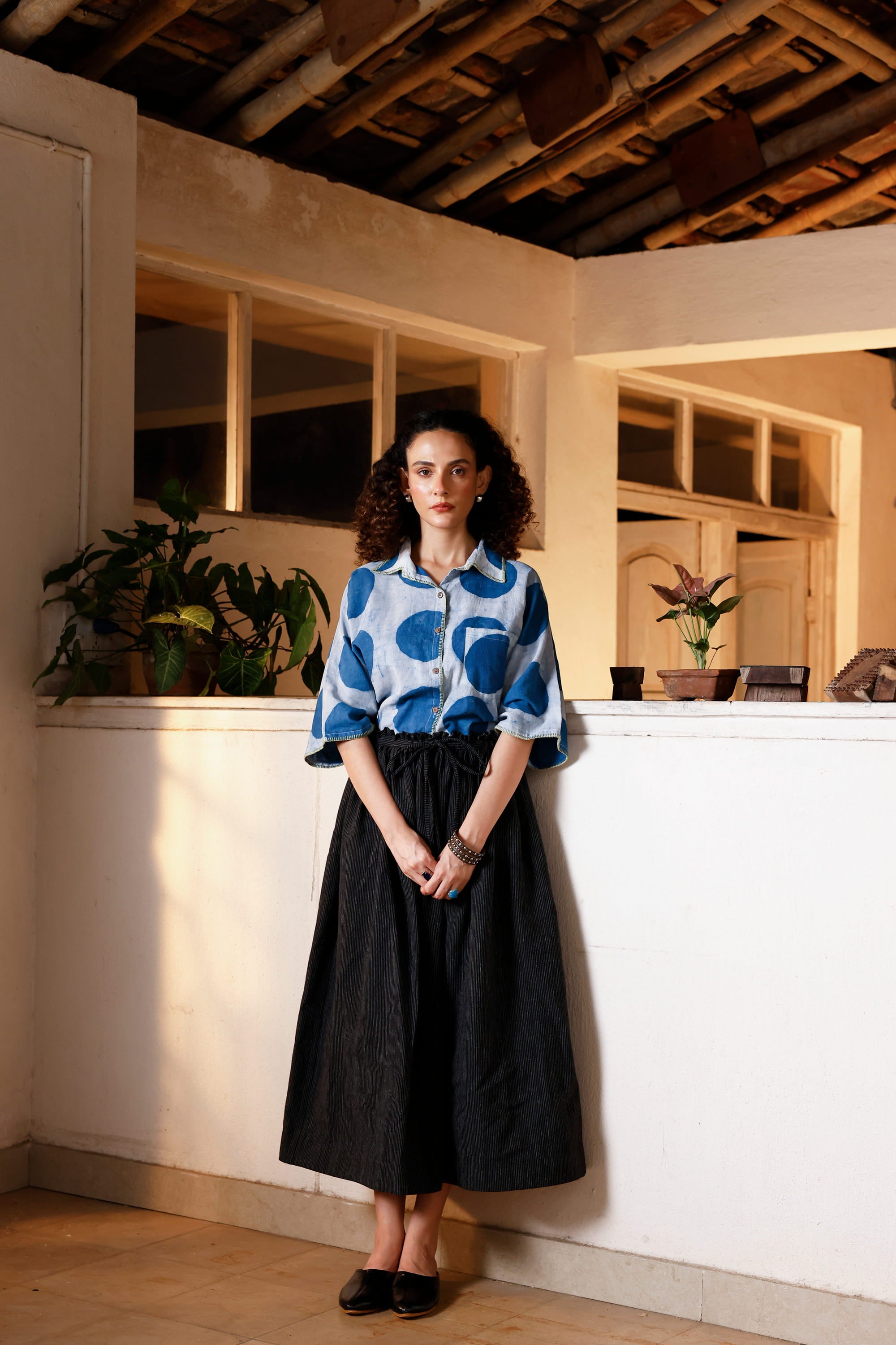 Indigo Orbit Kimono Shirt