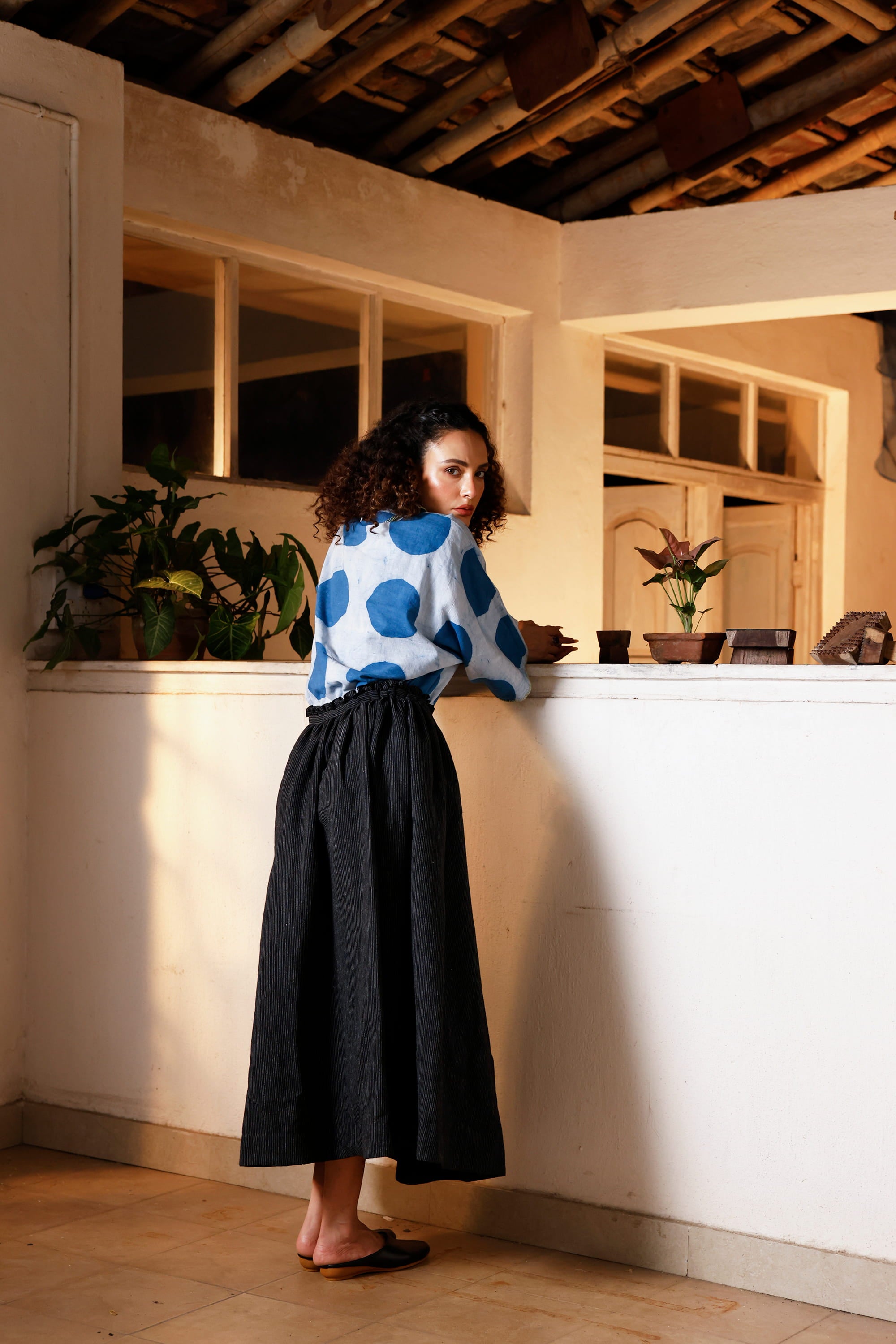 Indigo Orbit Kimono Shirt