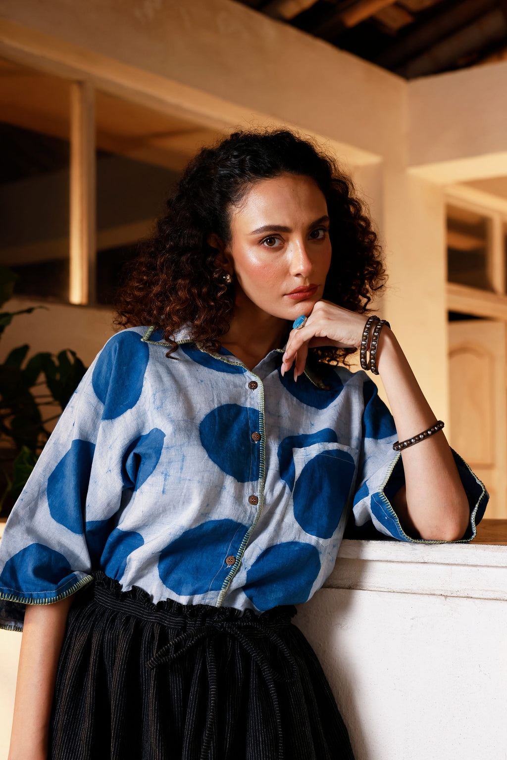 Indigo Orbit Kimono Shirt