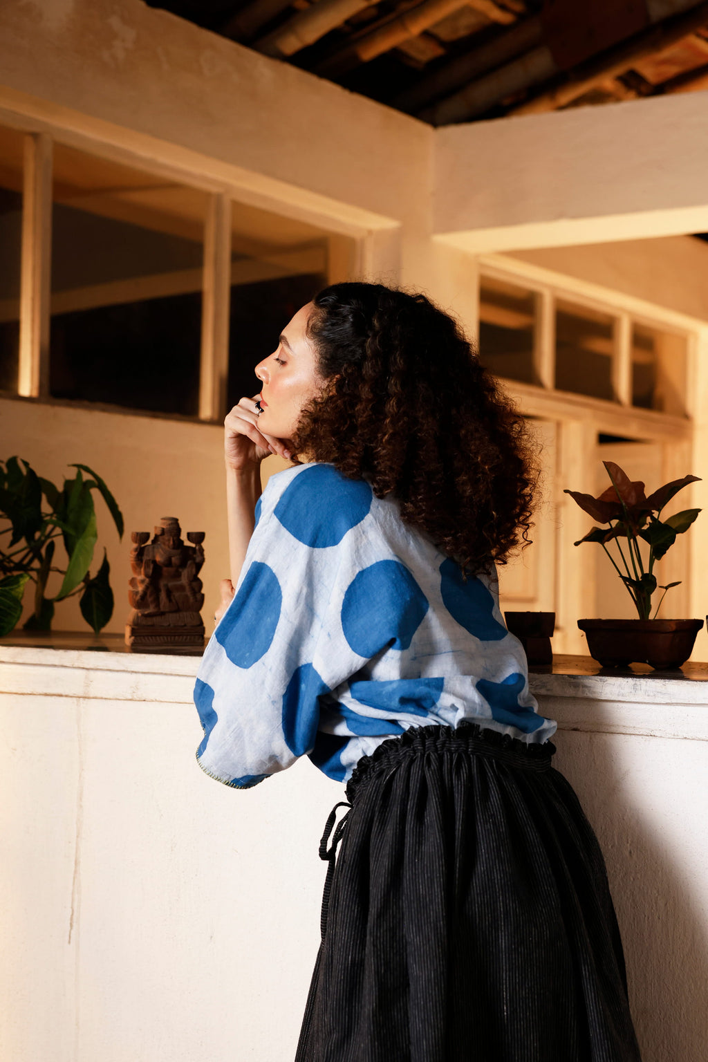 Indigo Orbit Kimono Shirt