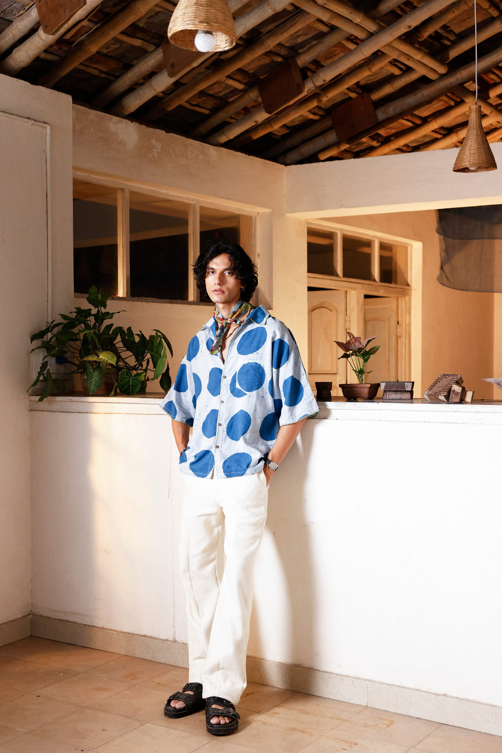 Indigo Orbit Kimono Shirt