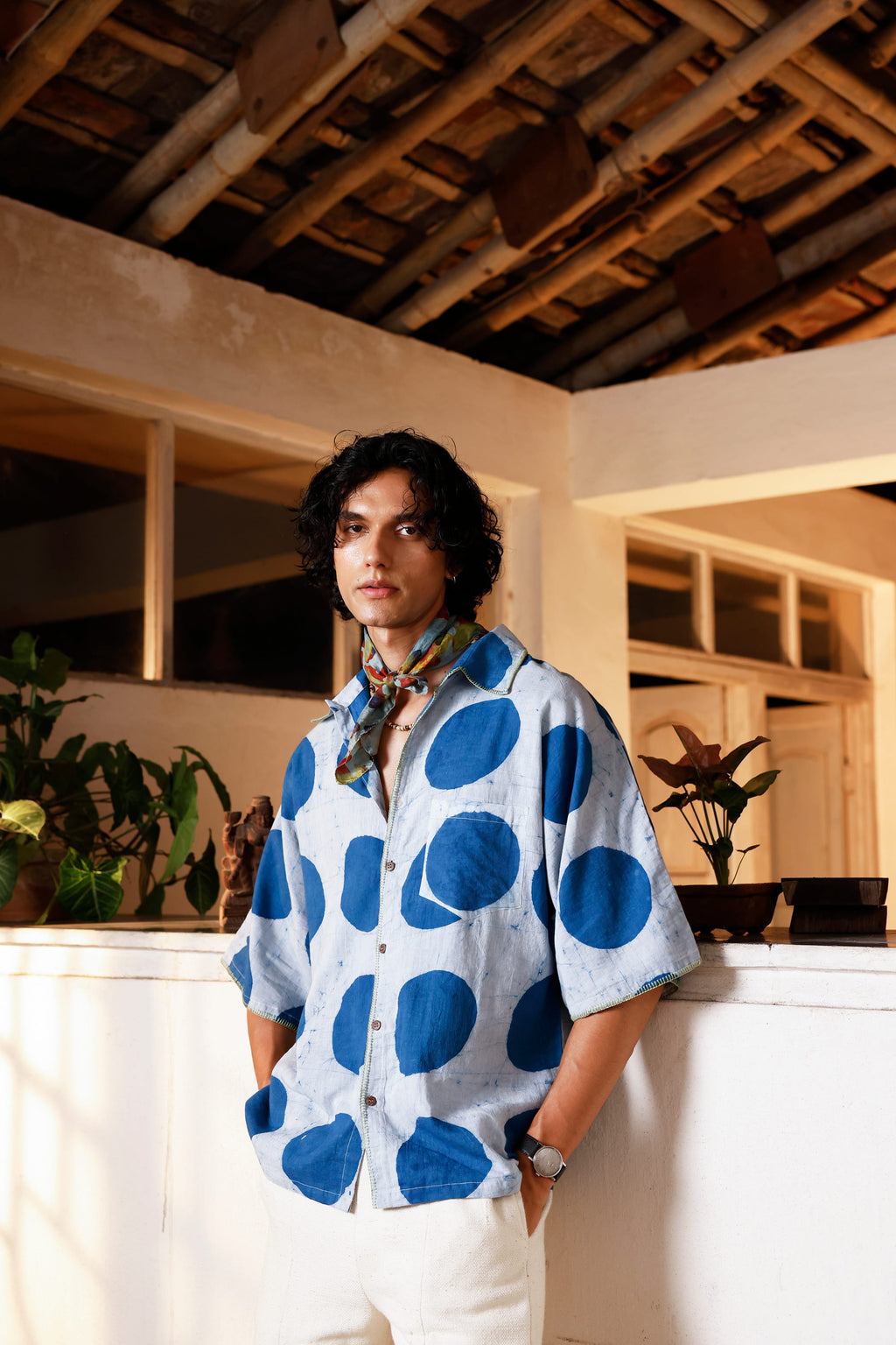 Indigo Orbit Kimono Shirt