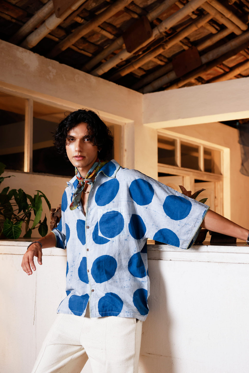 Indigo Orbit Kimono Shirt