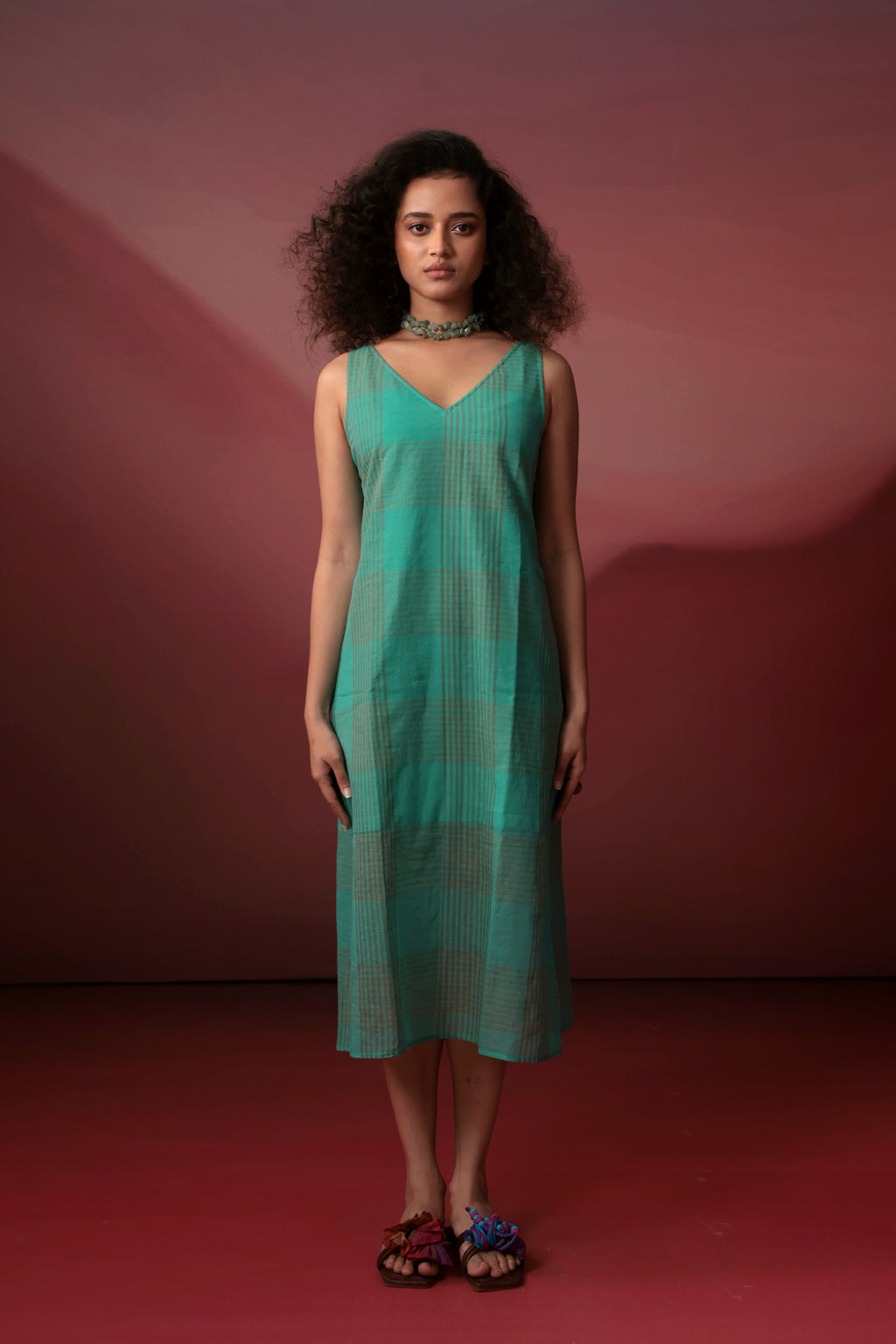 Turquoise Checks Dress