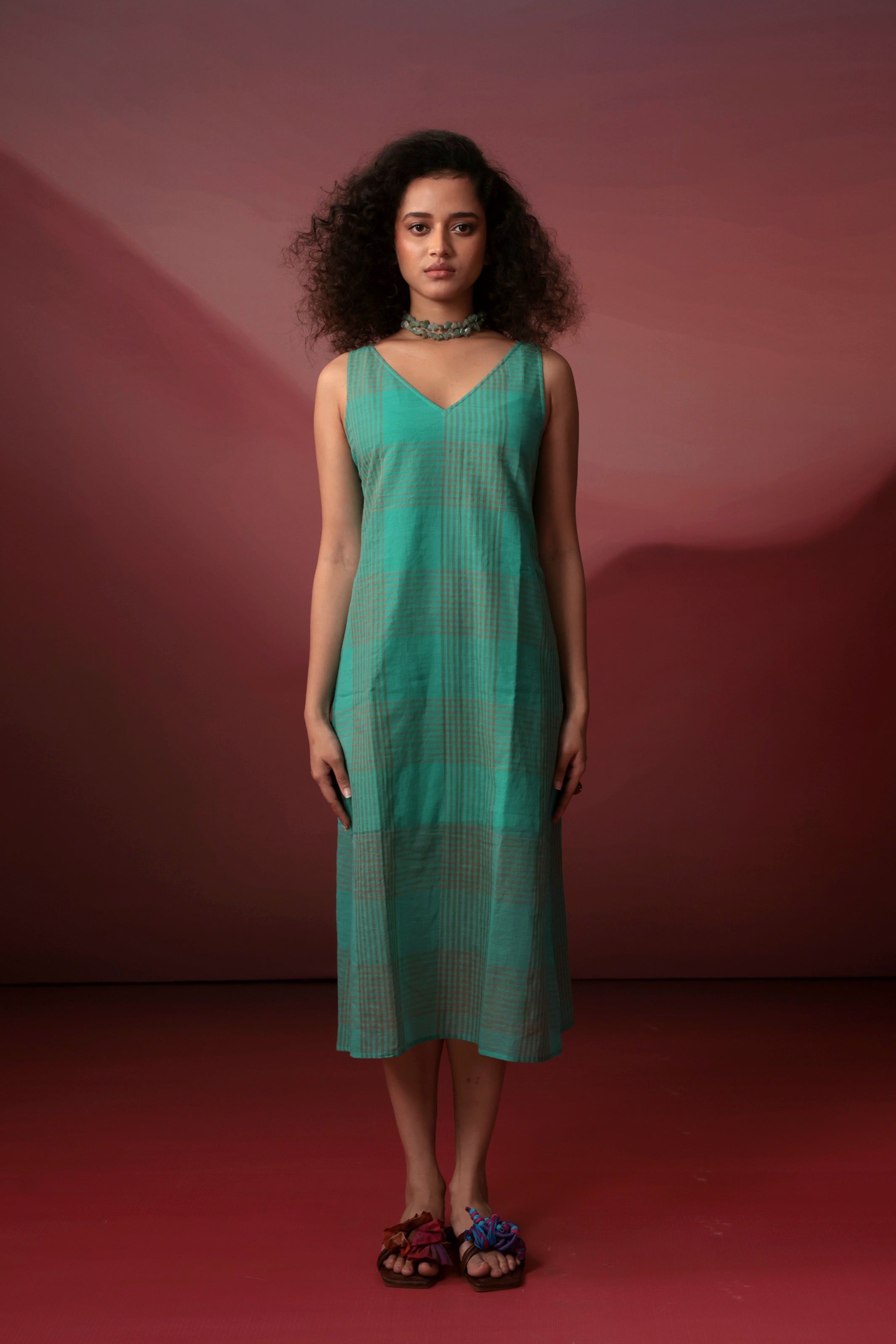 Turquoise Checks Dress