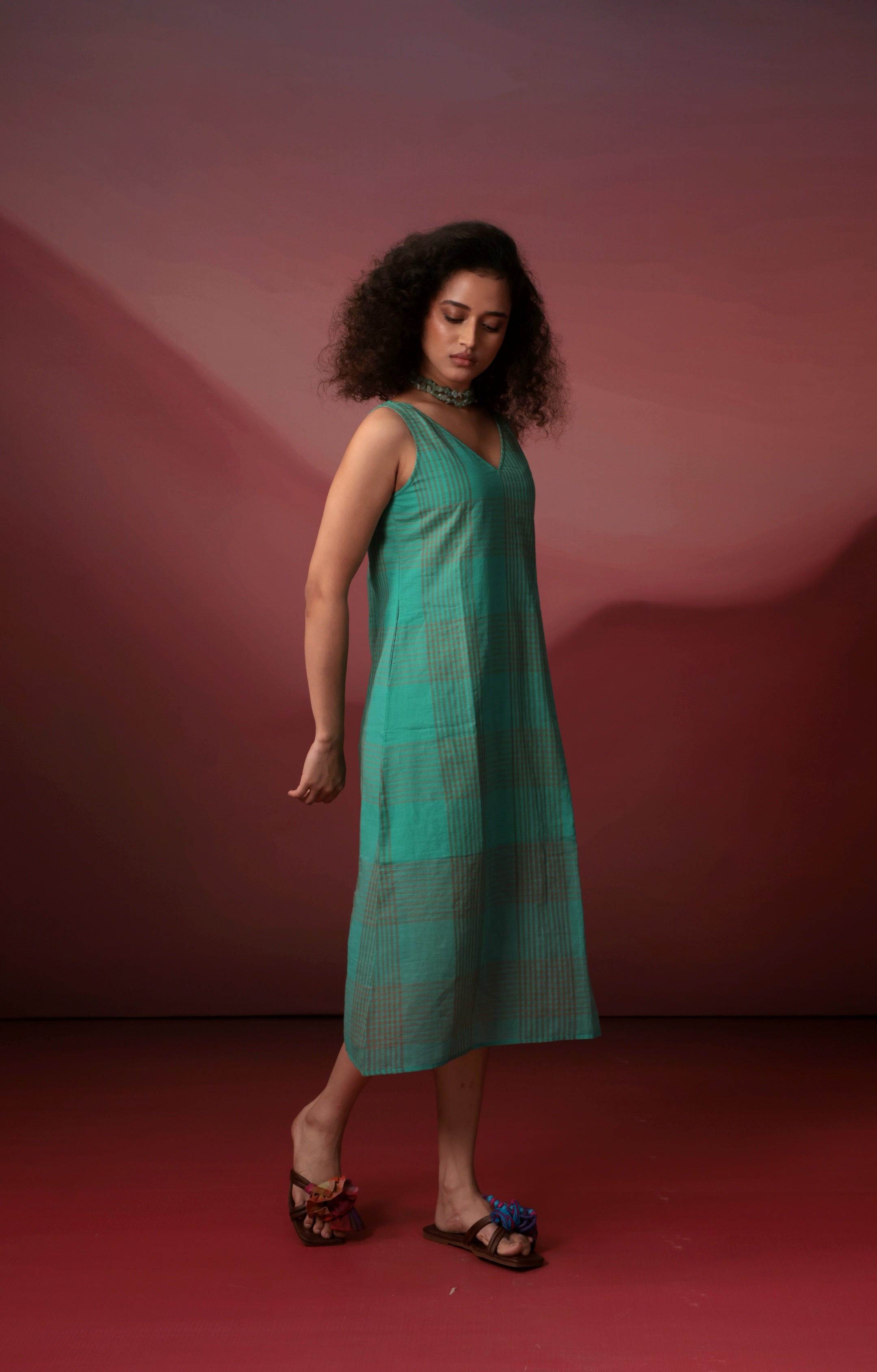 Turquoise Checks Dress
