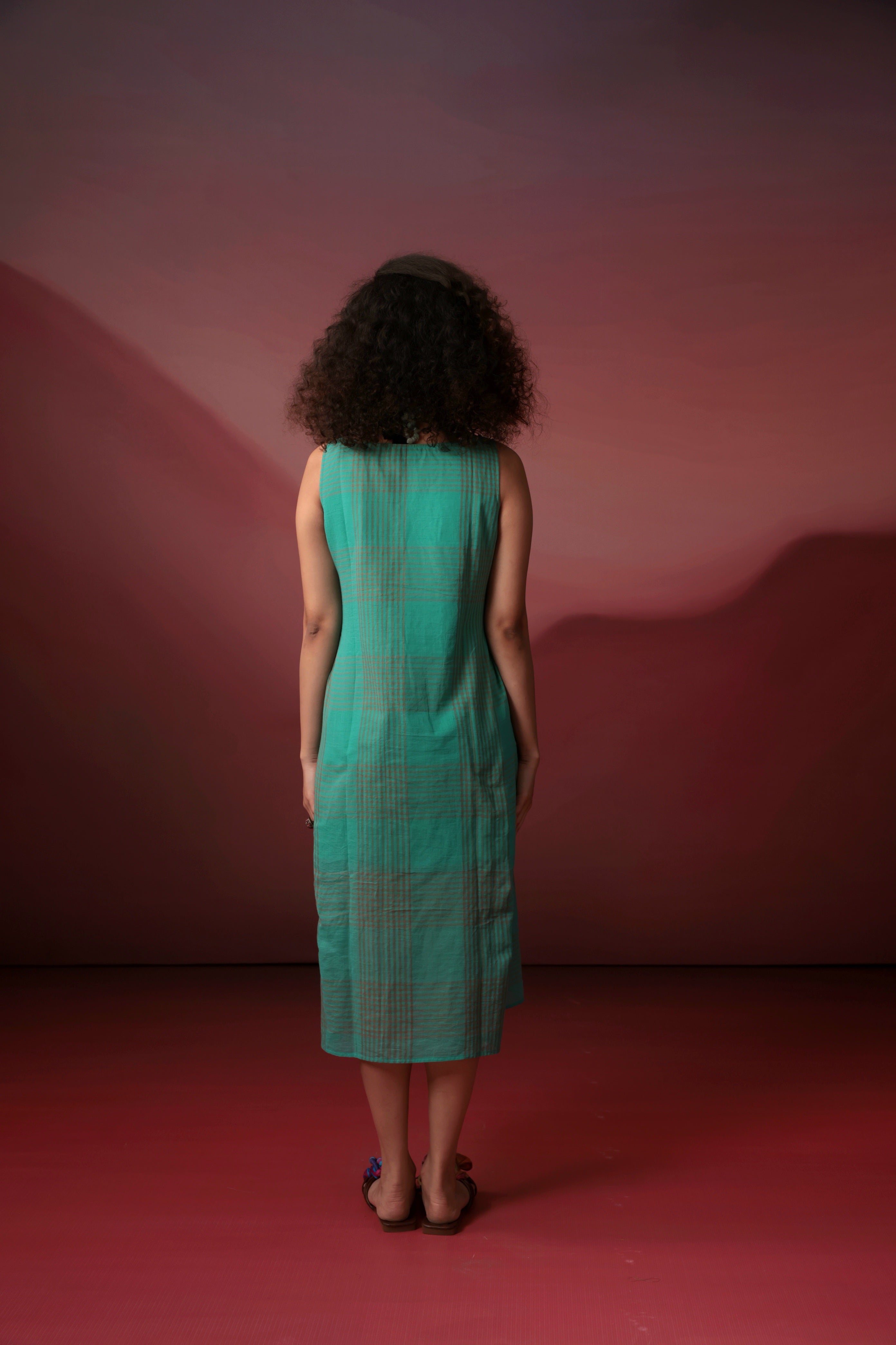 Turquoise Checks Dress