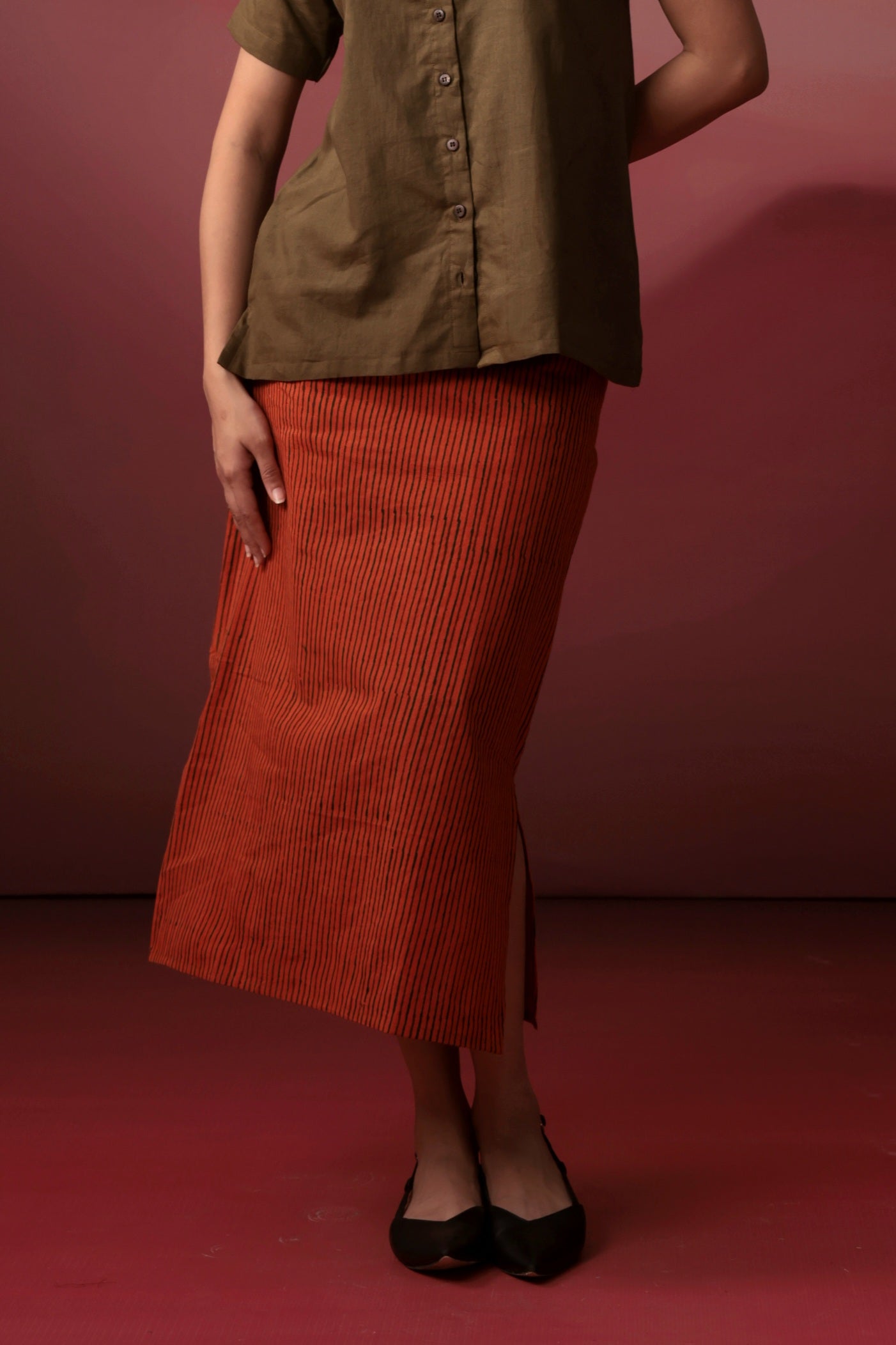 Rust Striped Skirt