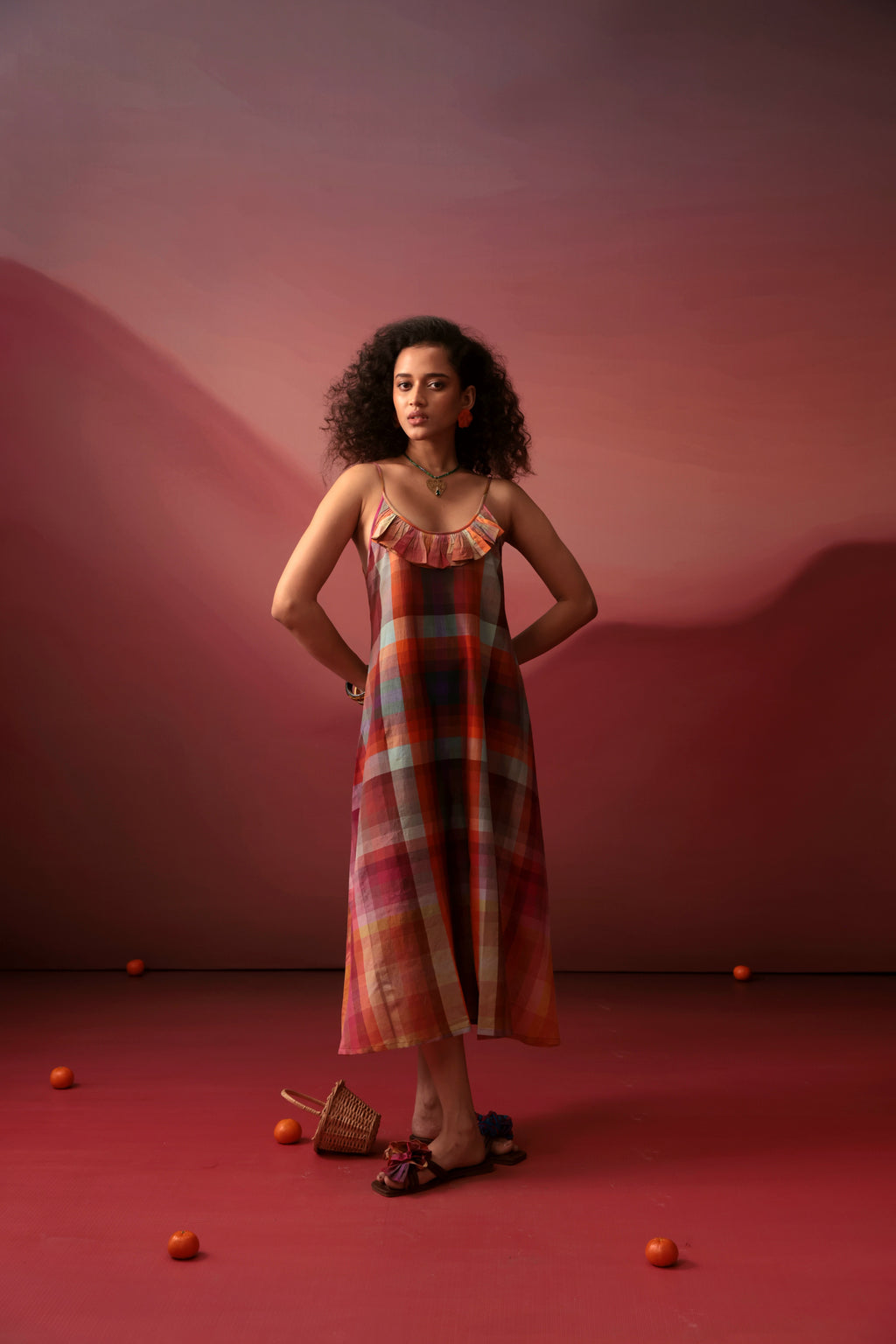 Sunset Plaid Slip Dress