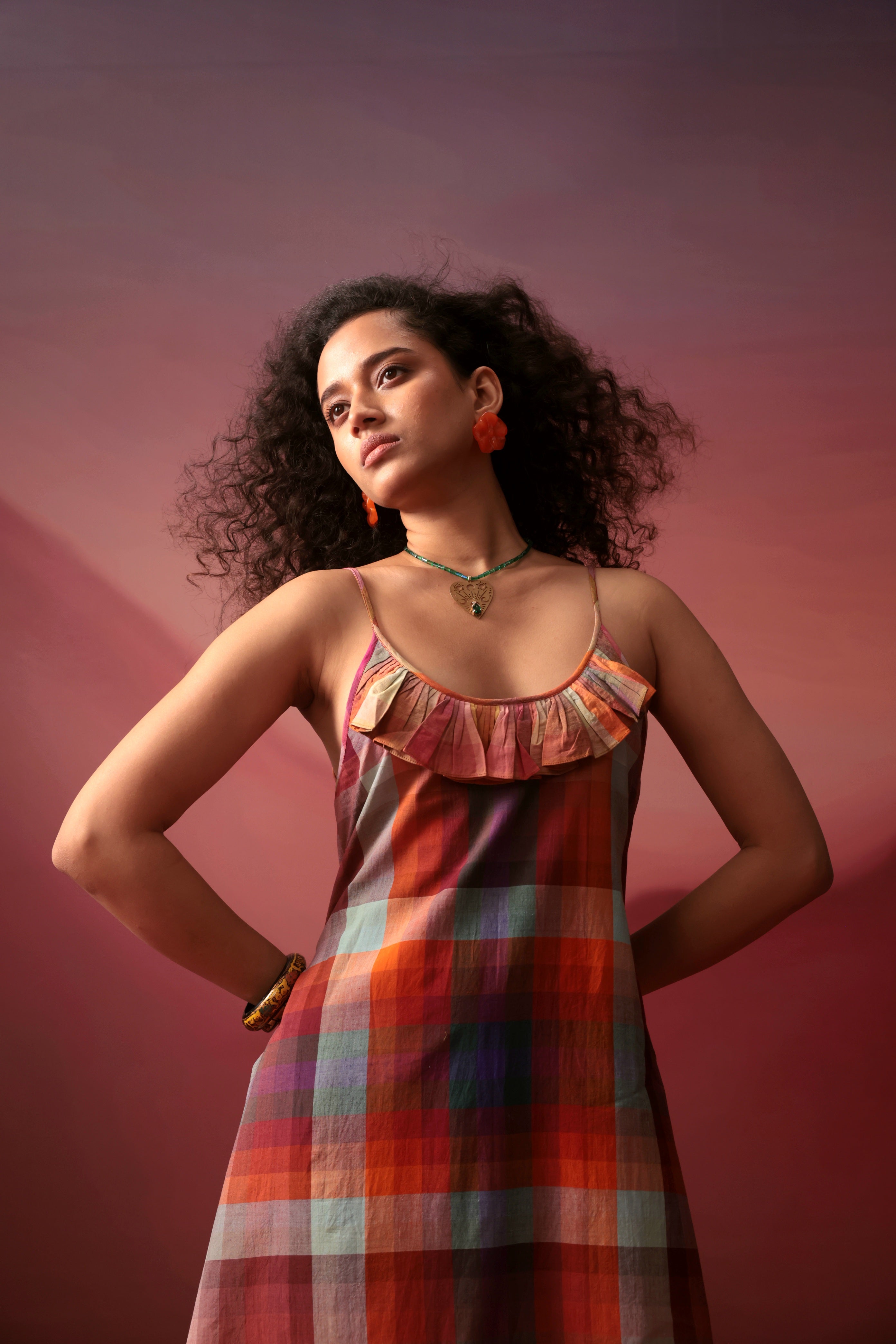 Sunset Plaid Slip Dress