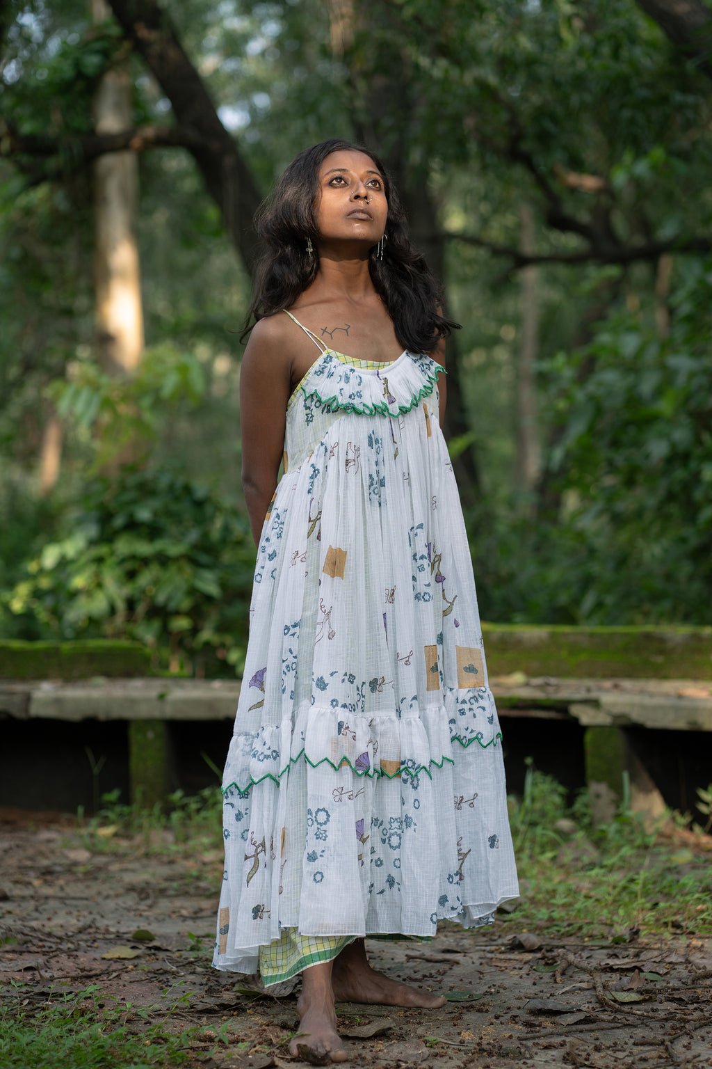 Forest Whirl Gathered Dress