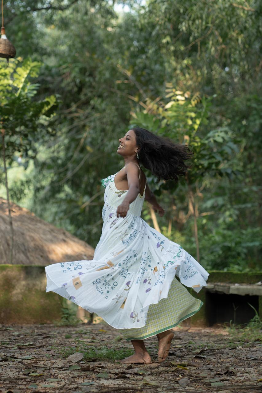 Forest Whirl Gathered Dress