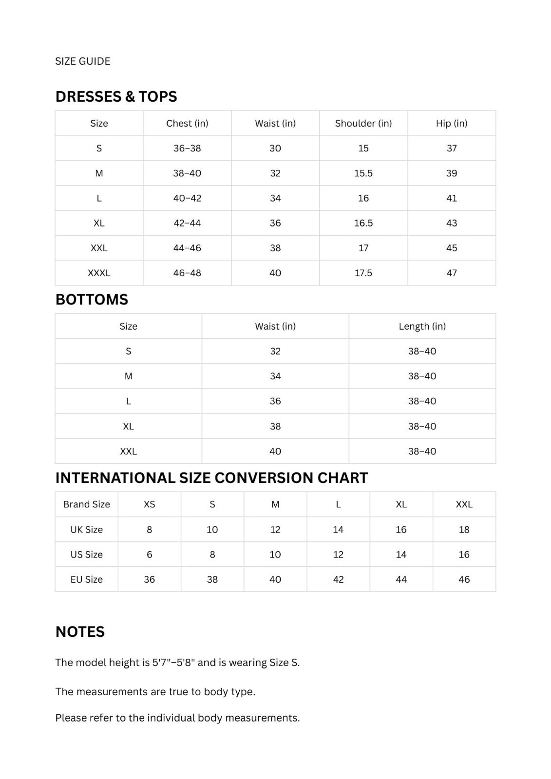 Size Guide